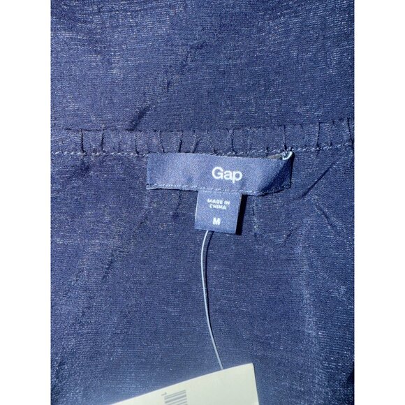 Gap Womens Navy Sleeveless Ruffle Trim Button Front Top M - Picture 8 of 9